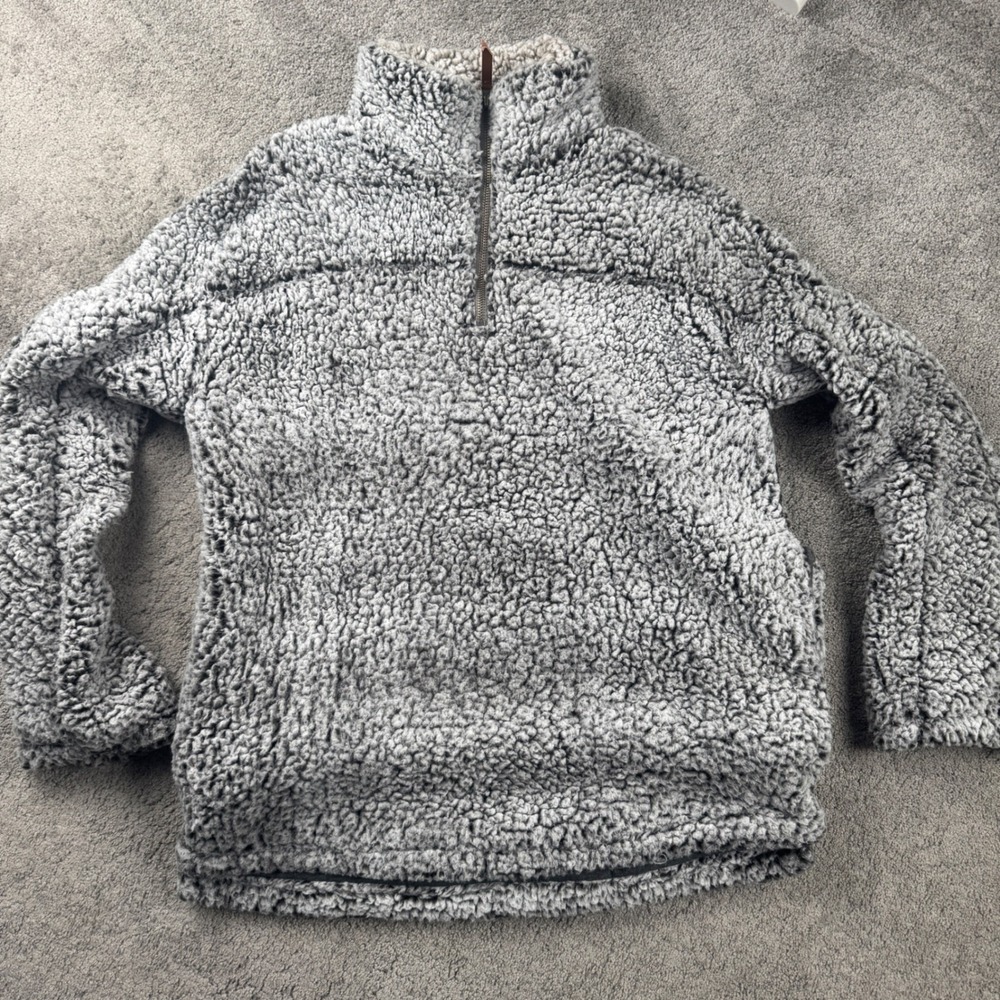 Thread & Supply Women's Small Gray Sherpa Pullover Quarter Zip
